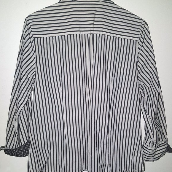 Charter Club Button Down Striped Polka Dot Cuffs Blouse Business Casual Sz 12 - Picture 4 of 11